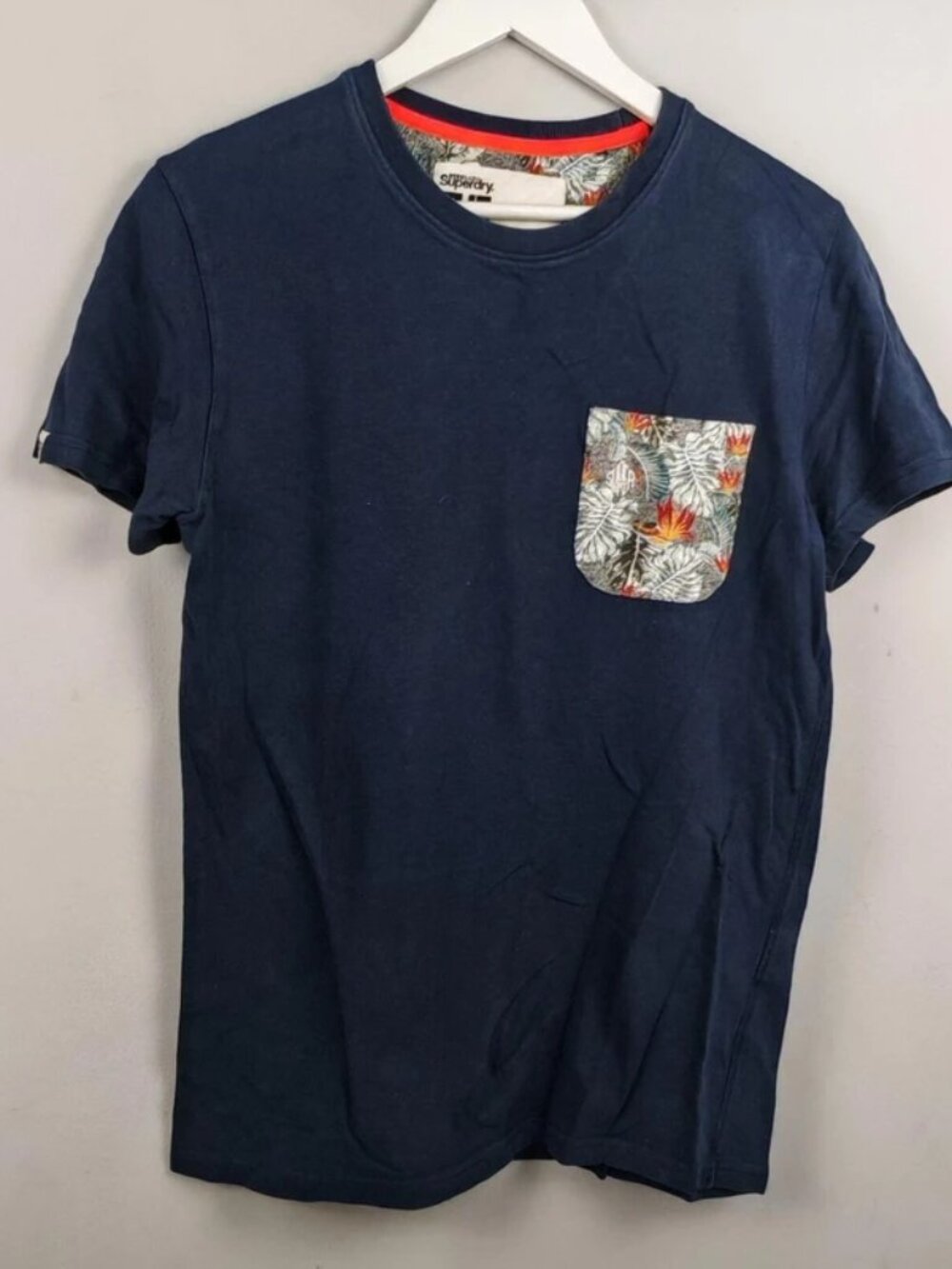 Superdry Shirt Mens Medium Blue Casual Short Sleeve Crew Pocket